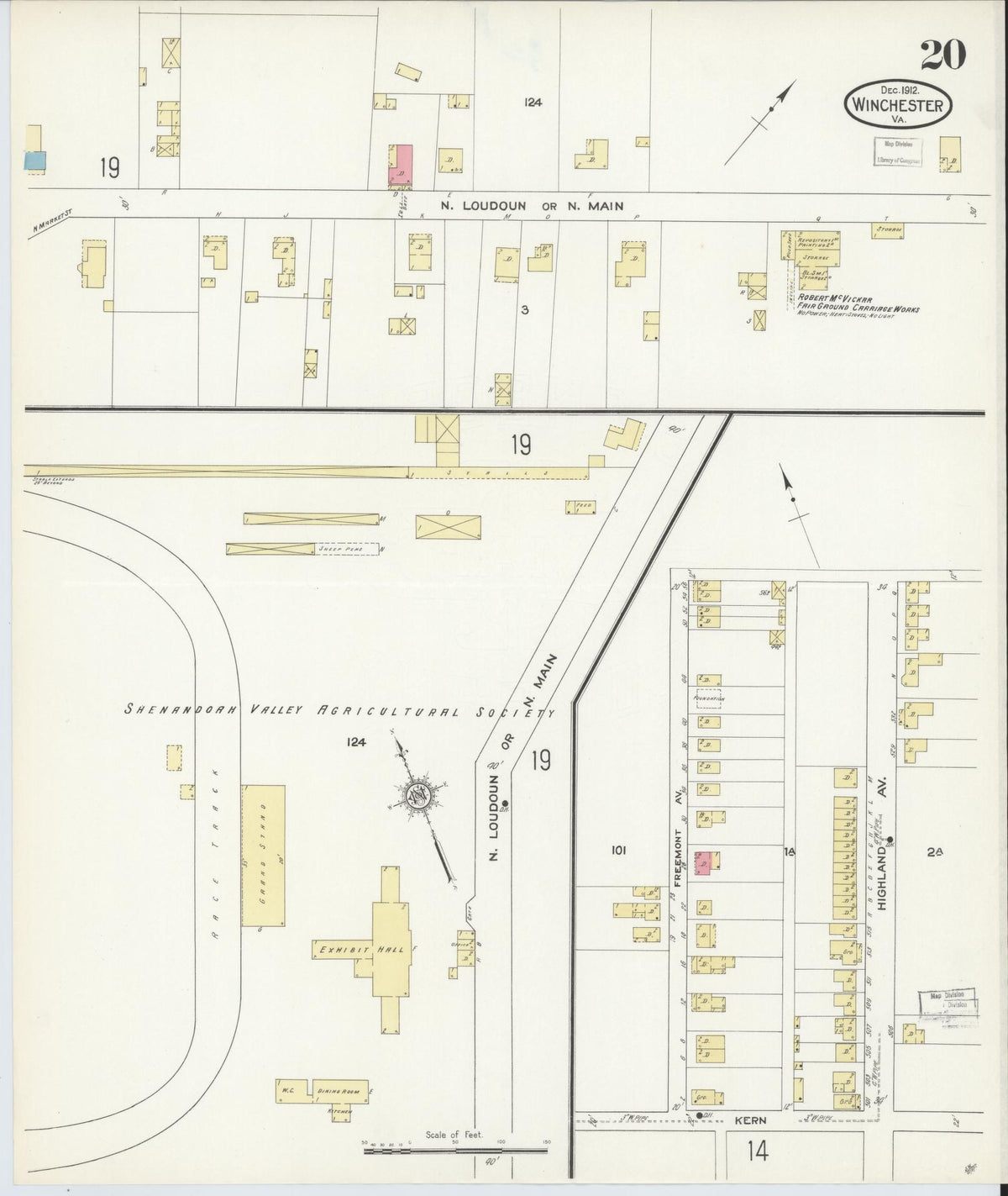 Sanborn Fire Insurance Map from Winchester, Independent Cities, Virginia (1912), Sheet #0020 - Complete Map Set gallery image, historic Sanborn map, vintage wall art, Virginia Virginia