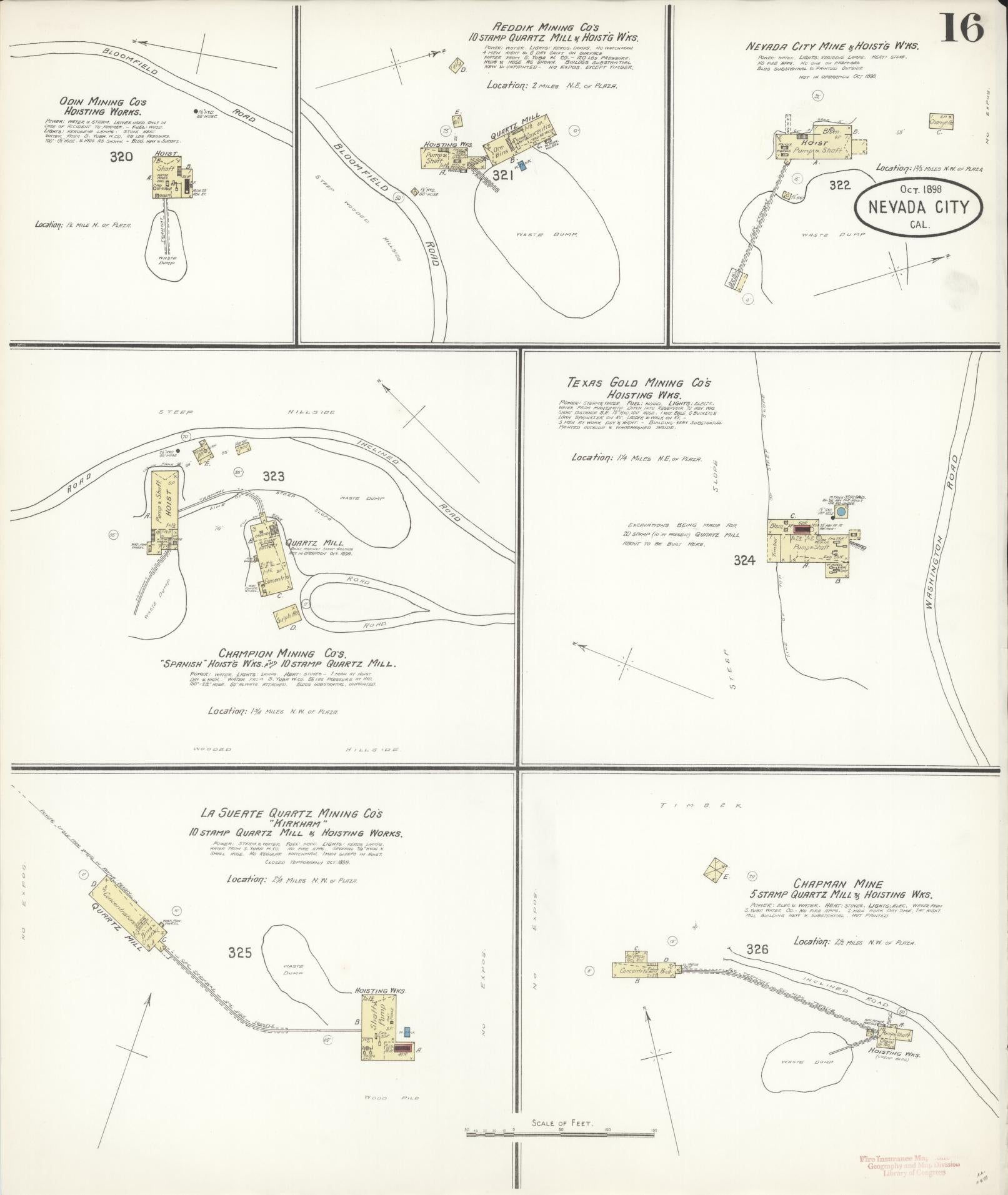 Sanborn Fire Insurance Map from Nevada City, Nevada County, California (1898), Sheet #0016 - Complete Map Set gallery image, historic Sanborn map, vintage wall art, Nevada City Nevada