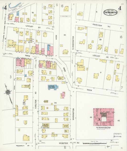 Sanborn Fire Insurance Map from Port Washington, Nassau County, New York (1925), Sheet #0004 - Historic Sanborn Fire Insurance Map Print, vintage old map wall art, antique decor, genealogy gift, New York New York map