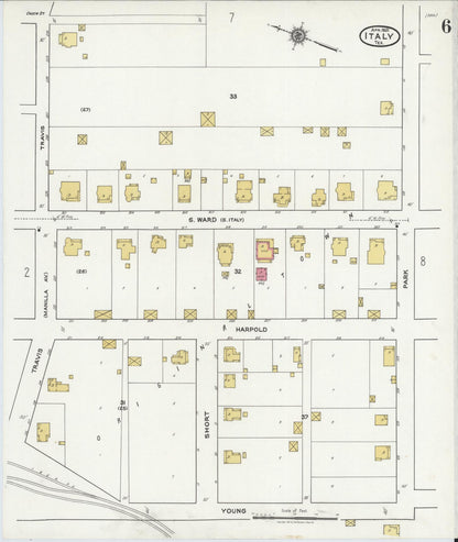 Sanborn Fire Insurance Map from Italy, Ellis County, Texas (1921), Sheet #0006 - Complete Map Set gallery image, historic Sanborn map, vintage wall art, Texas Texas