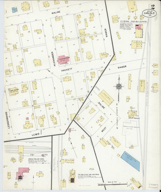 Sanborn Fire Insurance Map from Carlisle, Sullivan County, Indiana (1910), Sheet #0002 - Historic Sanborn Fire Insurance Map Print, vintage old map wall art, antique decor, genealogy gift, Indiana Indiana map
