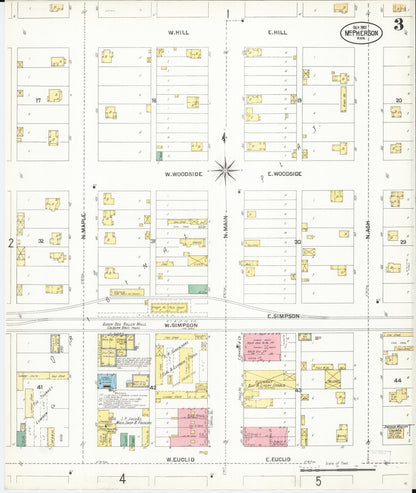 Sanborn Fire Insurance Map from Mcpherson, Mcpherson County, Kansas (1901), Sheet #0003 - Complete Map Set gallery image, historic Sanborn map, vintage wall art, Kansas Kansas