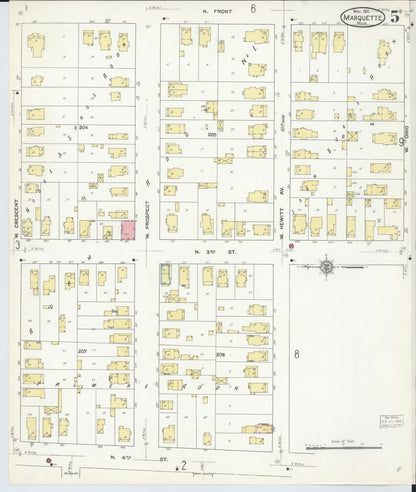 Sanborn Fire Insurance Map from Marquette, Marquette County, Michigan (1911), Sheet #0005 - Complete Map Set gallery image, historic Sanborn map, vintage wall art, Michigan Michigan