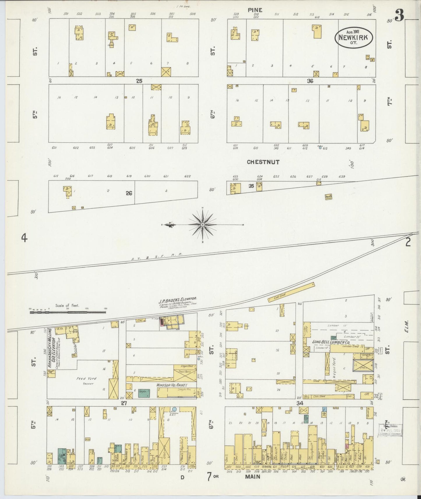 Sanborn Fire Insurance Map from Newkirk, Kay County, Oklahoma (1901), Sheet #0003 - Complete Map Set gallery image, historic Sanborn map, vintage wall art, Oklahoma Oklahoma