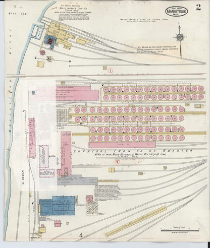 Sanborn Fire Insurance Map from Manistique, Schoolcraft County, Michigan (1950), Sheet #0002 - Historic Sanborn Fire Insurance Map Print, vintage old map wall art, antique decor, genealogy gift, Michigan Michigan map