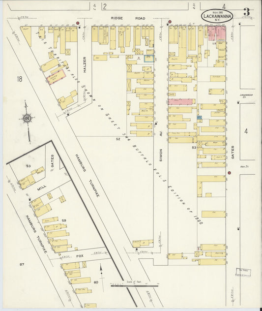 Sanborn Fire Insurance Map from Lackawanna, Erie County, New York (1915), Sheet #0003 - Historic Sanborn Fire Insurance Map Print, vintage old map wall art, antique decor, genealogy gift, New York New York map