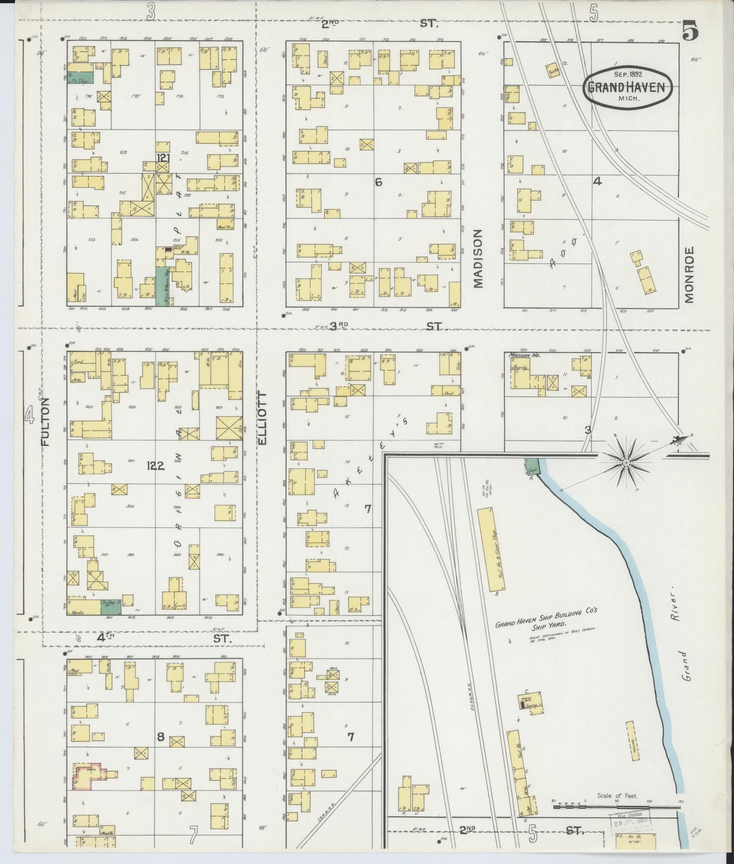 Sanborn Fire Insurance Map from Grand Haven, Ottawa County, Michigan (1892), Sheet #0005 - Complete Map Set gallery image, historic Sanborn map, vintage wall art, Michigan Michigan