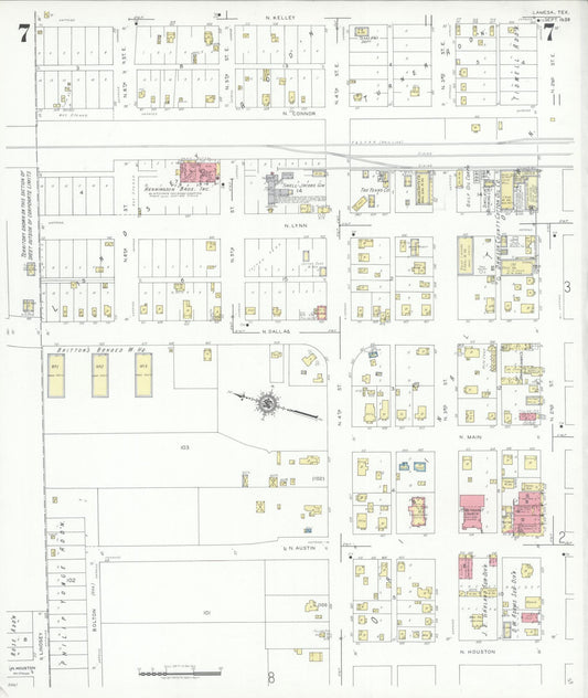 Sanborn Fire Insurance Map from Lamesa, Dawson County, Texas (1939), Sheet #0007 - Historic Sanborn Fire Insurance Map Print, vintage old map wall art, antique decor, genealogy gift, Texas Texas map