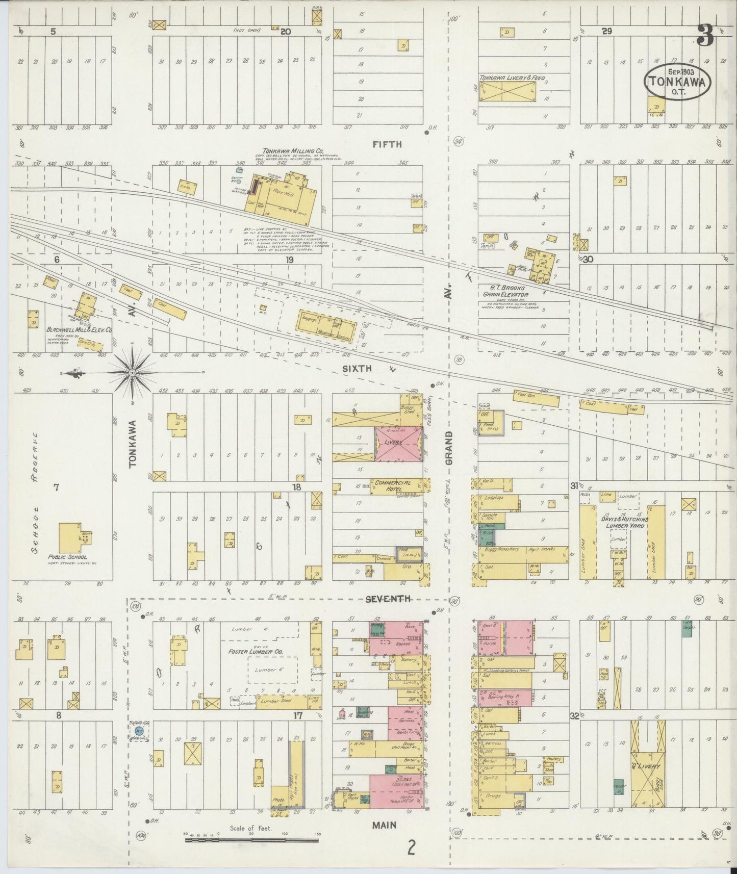 Sanborn Fire Insurance Map from Tonkawa, Kay County, Oklahoma (1903), Sheet #0003 - Complete Map Set gallery image, historic Sanborn map, vintage wall art, Oklahoma Oklahoma