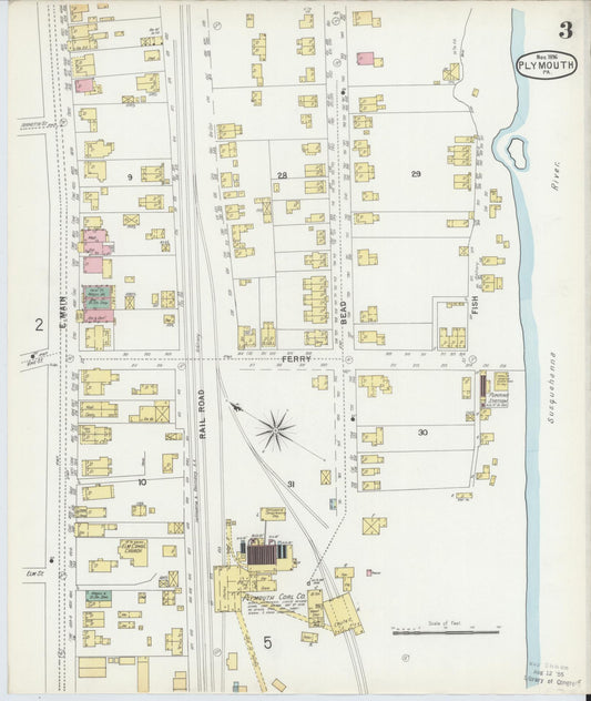 Sanborn Fire Insurance Map from Plymouth, Luzerne County, Pennsylvania (1896), Sheet #0003 - Historic Sanborn Fire Insurance Map Print, vintage old map wall art, antique decor, genealogy gift, Pennsylvania Pennsylvania map