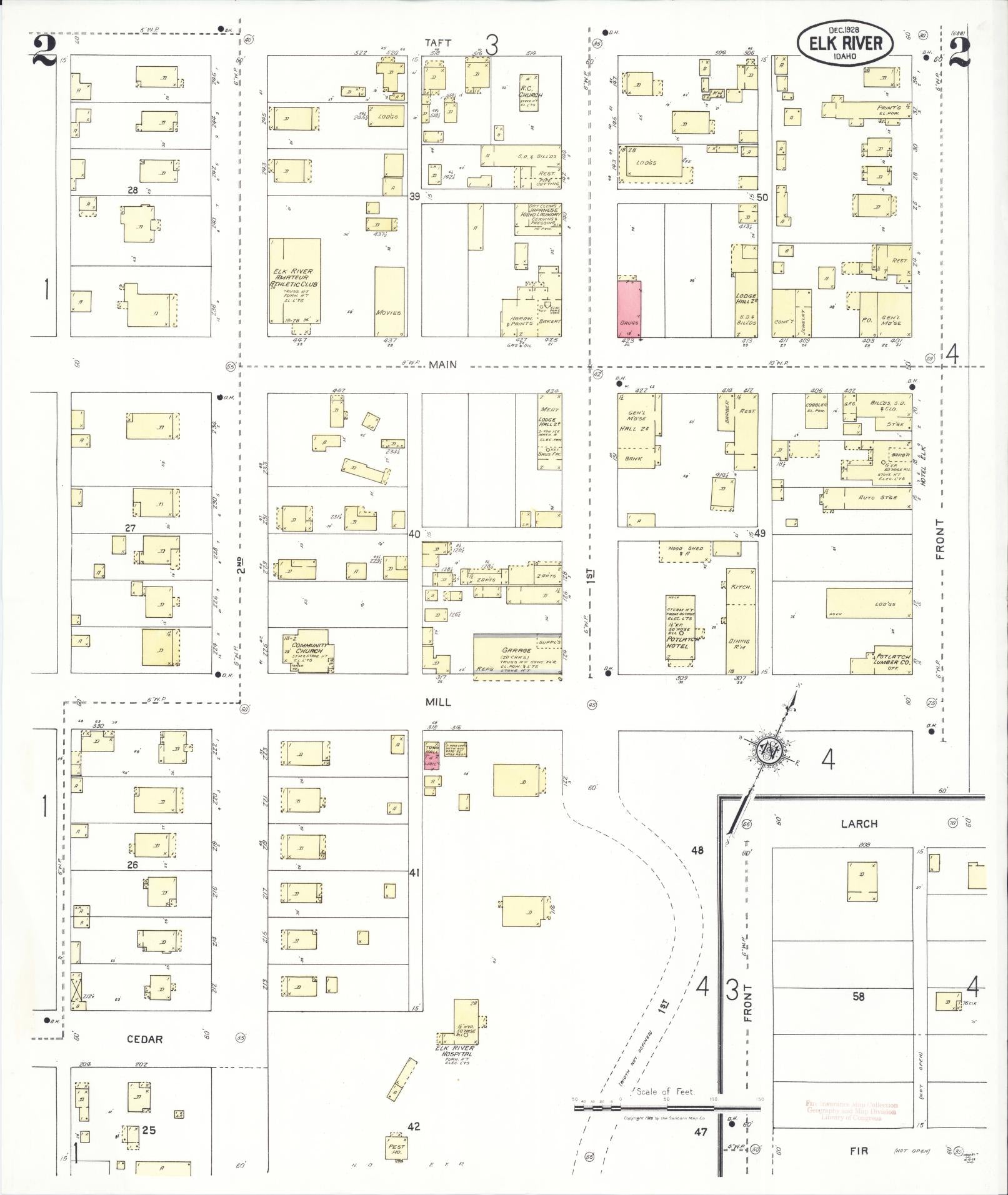 Sanborn Fire Insurance Map from Elk River, Clearwater County, Idaho (1928), Sheet #0002 - Historic Sanborn Fire Insurance Map Print, vintage old map wall art, antique decor, genealogy gift, Idaho Idaho map