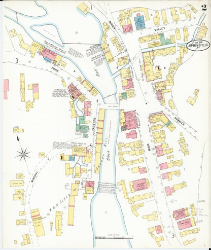 Sanborn Fire Insurance Map from Springfield, Windsor County, Vermont (1900), Sheet #0002 - Complete Map Set gallery image, historic Sanborn map, vintage wall art, Vermont Vermont
