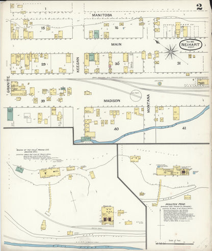 Sanborn Fire Insurance Map from Neihart, Cascade County, Montana (1892), Sheet #0002 - Complete Map Set gallery image, historic Sanborn map, vintage wall art, Montana Montana