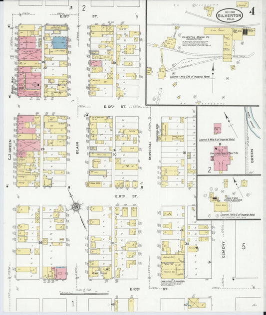 Sanborn Fire Insurance Map from Silverton, San Juan County, Colorado (1910), Sheet #0004 - Historic Sanborn Fire Insurance Map Print, vintage old map wall art, antique decor, genealogy gift, Colorado Colorado map