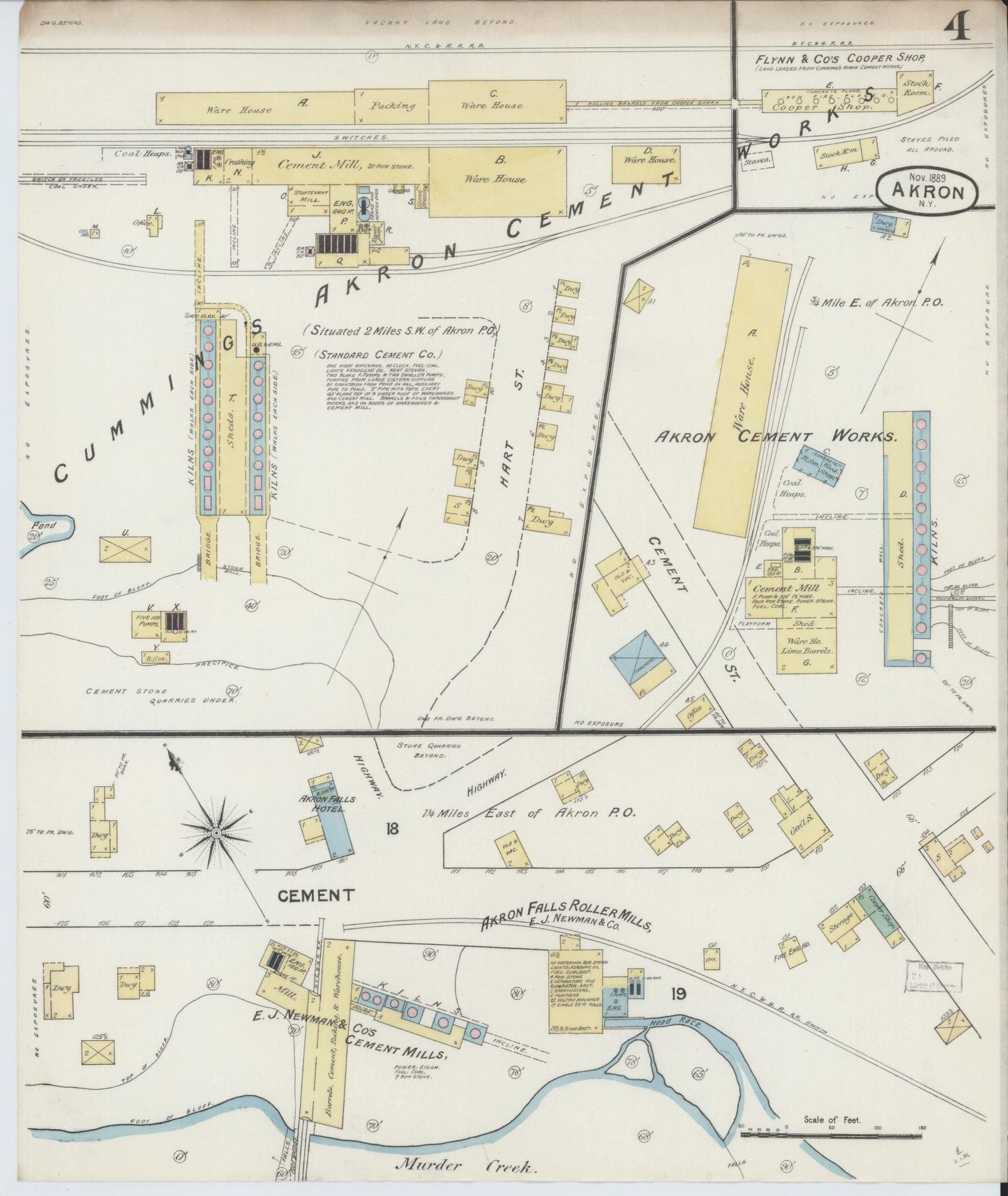 Sanborn Fire Insurance Map from Akron, Erie County, New York (1889), Sheet #0004 - Complete Map Set gallery image, historic Sanborn map, vintage wall art, New York New York