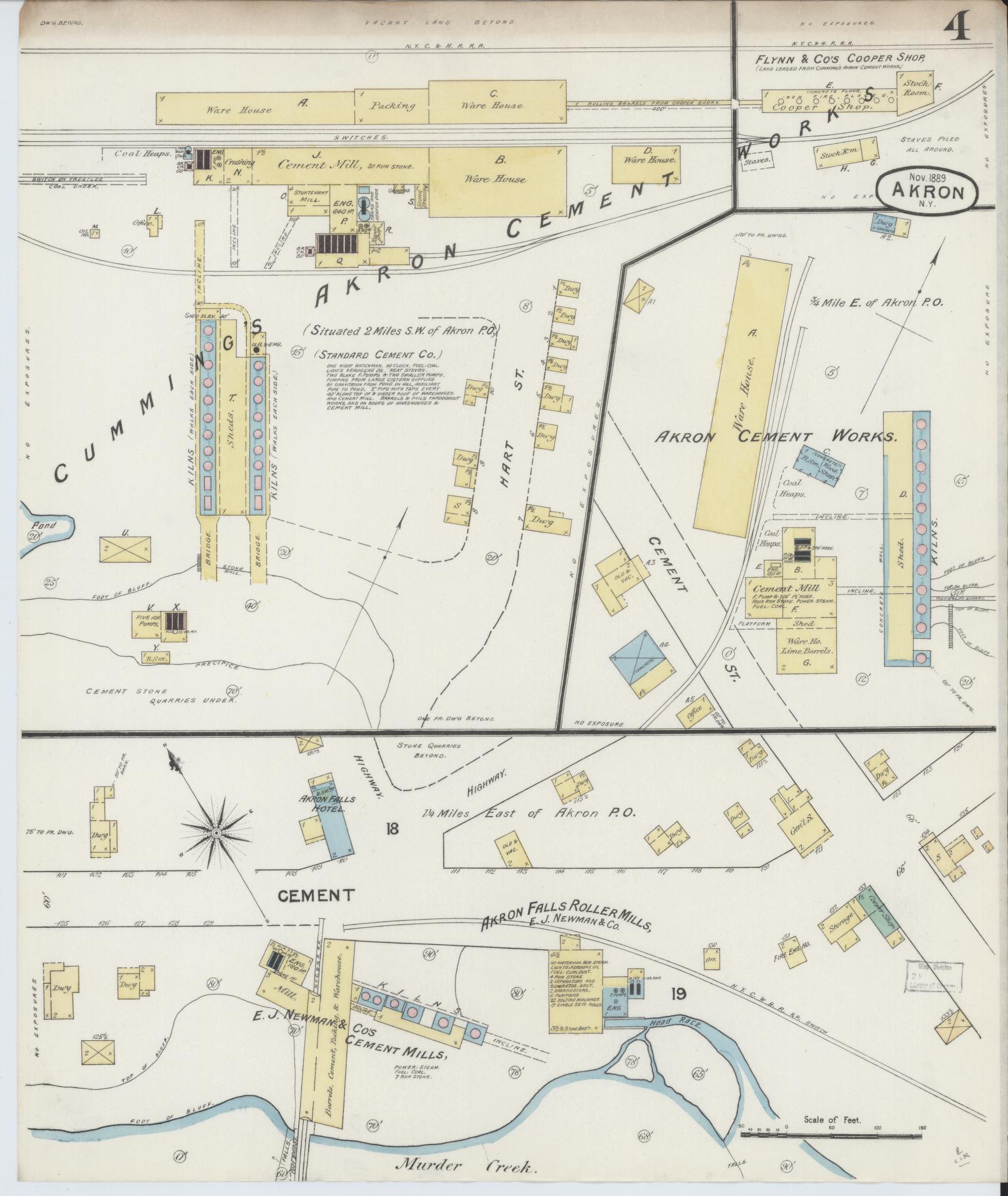 Sanborn Fire Insurance Map from Akron, Erie County, New York (1889), Sheet #0004 - Complete Map Set gallery image, historic Sanborn map, vintage wall art, New York New York