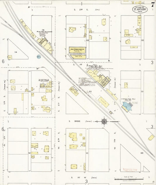 Sanborn Fire Insurance Map from Saint Anthony, Fremont County, Idaho (1921), Sheet #0007 - Historic Sanborn Fire Insurance Map Print, vintage old map wall art, antique decor, genealogy gift, Idaho Idaho map