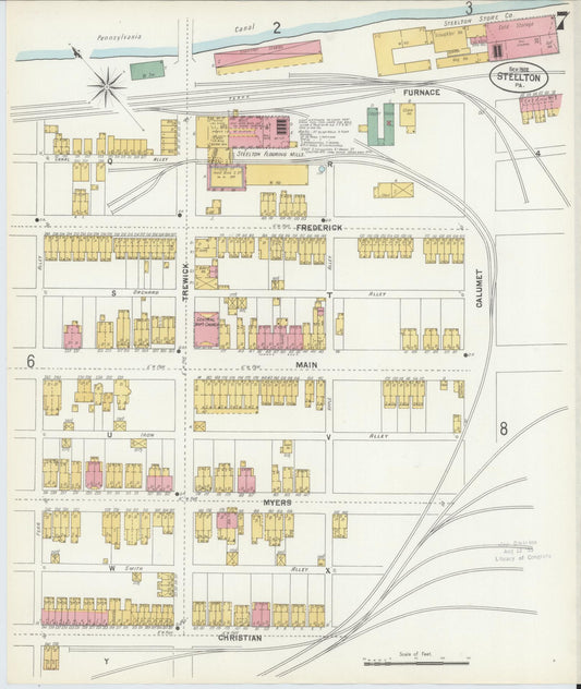 Sanborn Fire Insurance Map from Steelton, Dauphin County, Pennsylvania (1902), Sheet #0007 - Historic Sanborn Fire Insurance Map Print, vintage old map wall art, antique decor, genealogy gift, Pennsylvania Pennsylvania map