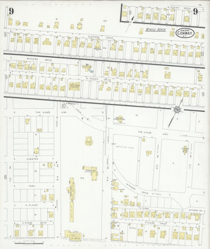Sanborn Fire Insurance Map from Conway, Horry County, South Carolina (1930), Sheet #0009 - Complete Map Set gallery image, historic Sanborn map, vintage wall art, South Carolina South Carolina