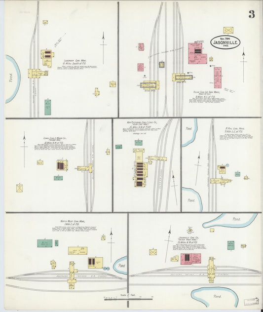 Sanborn Fire Insurance Map from Jasonville, Greene County, Indiana (1904), Sheet #0003 - Historic Sanborn Fire Insurance Map Print, vintage old map wall art, antique decor, genealogy gift, Indiana Indiana map