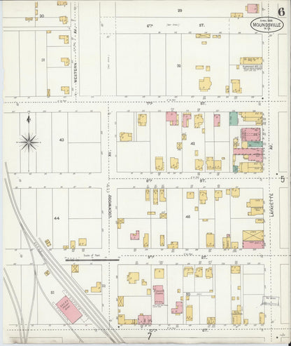 Sanborn Fire Insurance Map from Moundsville, Marshall County, West Virginia (1904), Sheet #0006 - Complete Map Set gallery image, historic Sanborn map, vintage wall art, West Virginia West Virginia