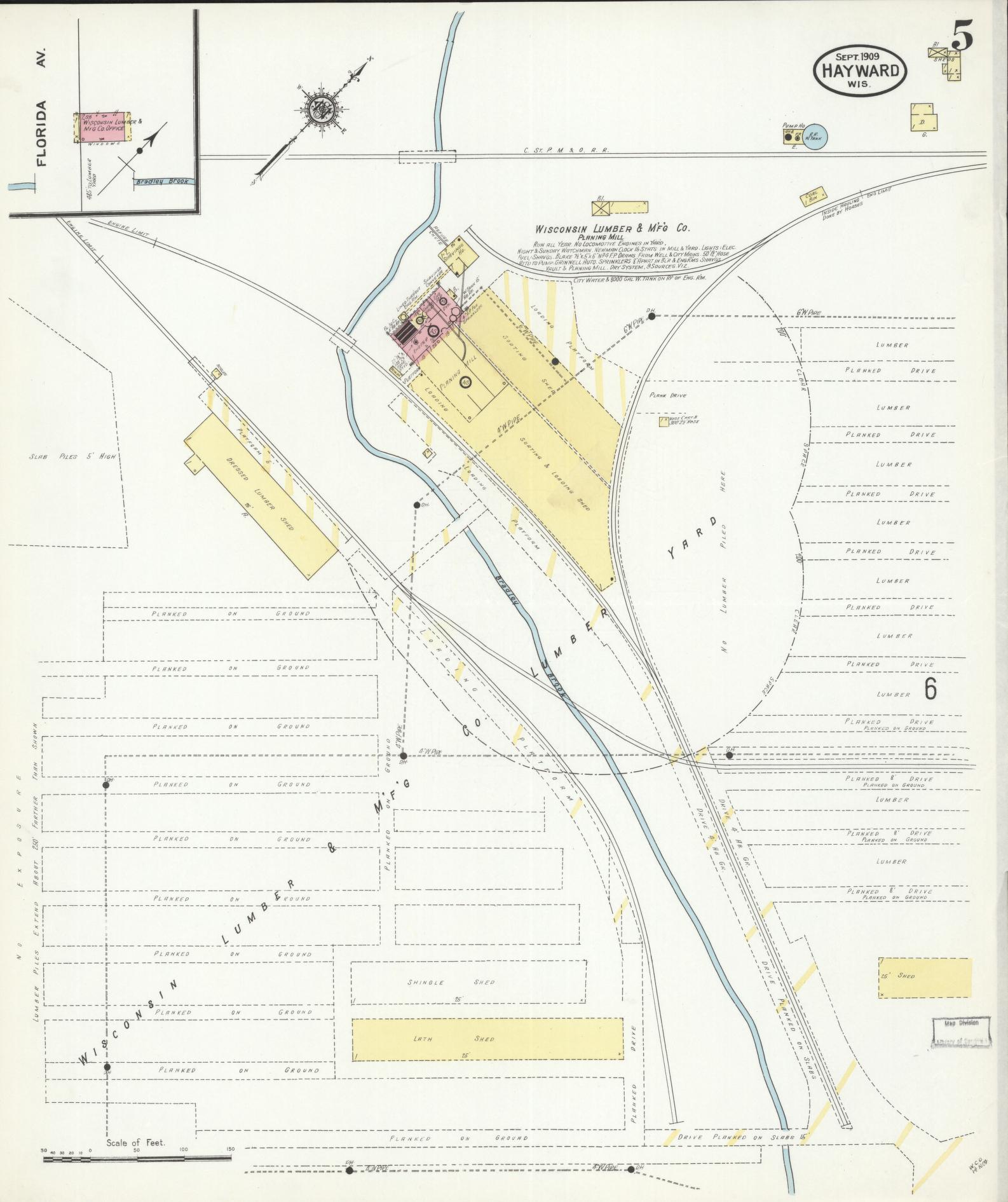 Sanborn Fire Insurance Map from Hayward, Sawyer County, Wisconsin (1909), Sheet #0005 - Complete Map Set gallery image, historic Sanborn map, vintage wall art, Wisconsin Wisconsin