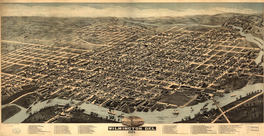 Wilmington, Del. 1874. (1874) – Historic Bird’s-Eye View Panorama Print