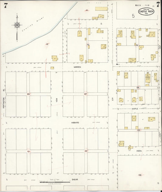 Sanborn Fire Insurance Map from Castle Rock, Cowlitz County, Washington (1931), Sheet #0007 - Historic Sanborn Fire Insurance Map Print, vintage old map wall art, antique decor, genealogy gift, Washington Washington map