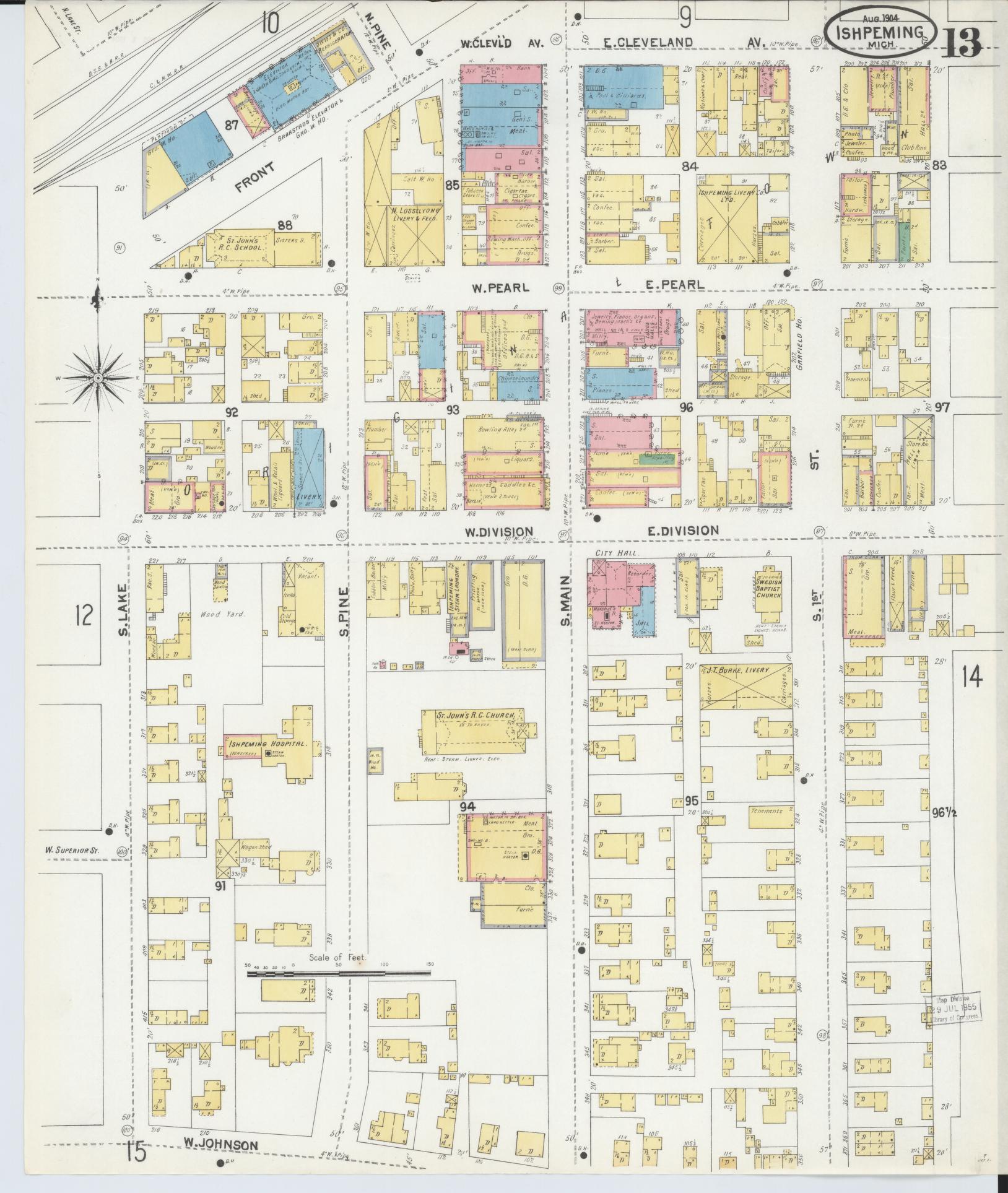 Sanborn Fire Insurance Map from Ishpeming, Marquette County, Michigan (1904), Sheet #0013 - Complete Map Set gallery image, historic Sanborn map, vintage wall art, Michigan Michigan