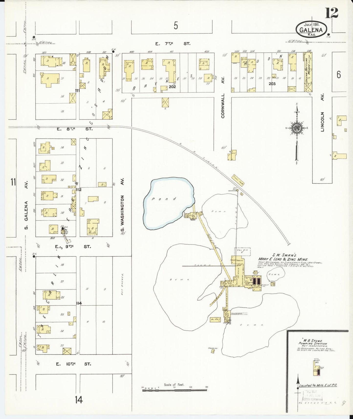 Sanborn Fire Insurance Map from Galena, Cherokee County, Kansas (1911), Sheet #0012 - Complete Map Set gallery image, historic Sanborn map, vintage wall art, Kansas Kansas