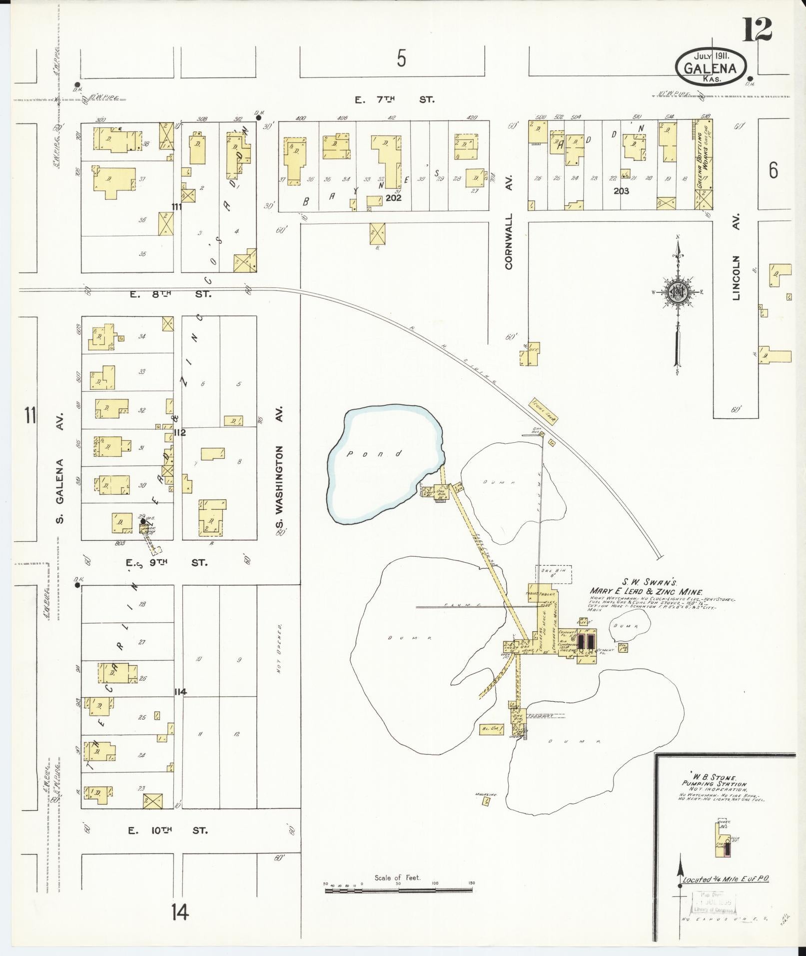 Sanborn Fire Insurance Map from Galena, Cherokee County, Kansas (1911), Sheet #0012 - Complete Map Set gallery image, historic Sanborn map, vintage wall art, Kansas Kansas