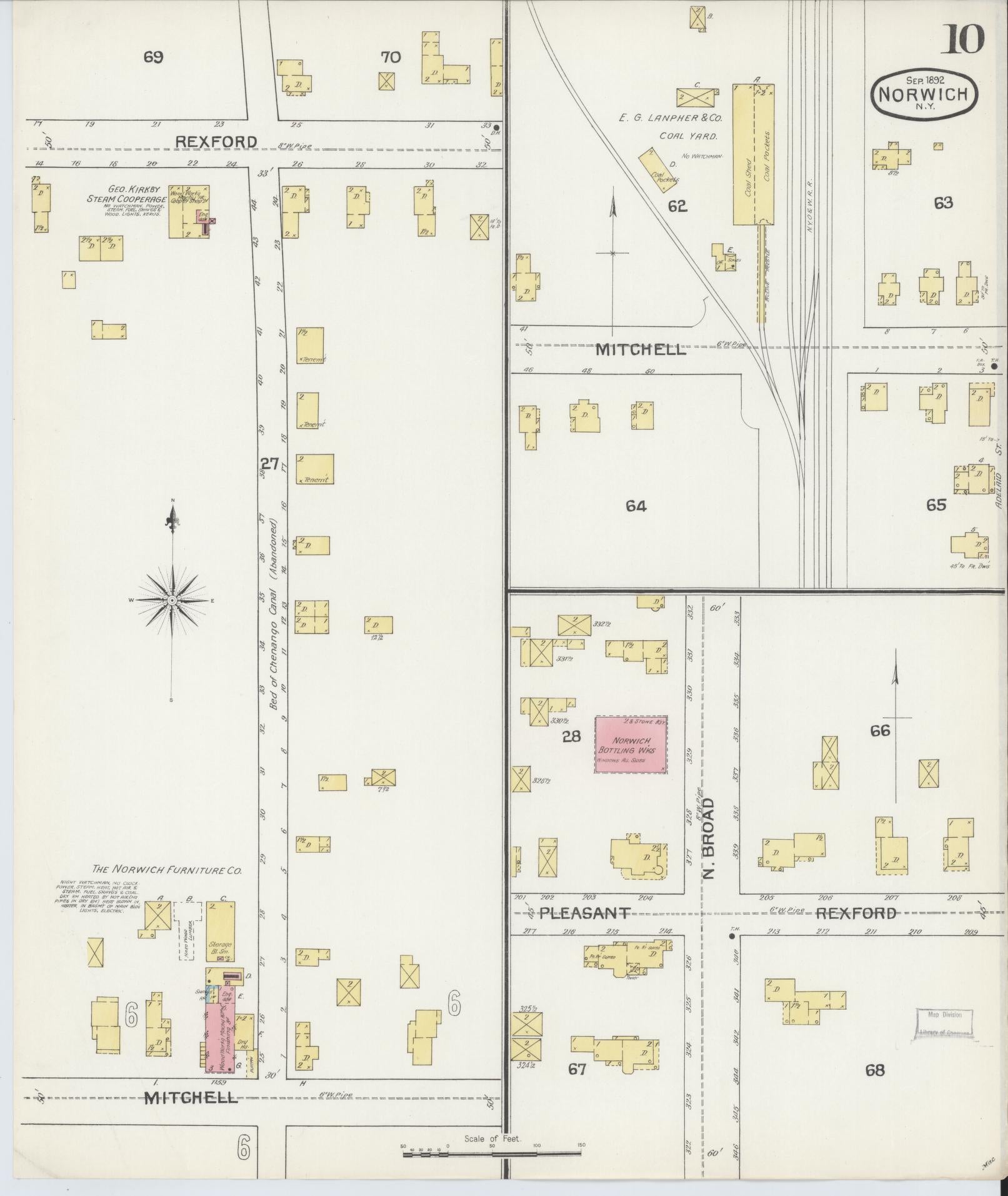 Sanborn Fire Insurance Map from Norwich, Chenango County, New York (1892), Sheet #0010 - Historic Sanborn Fire Insurance Map Print, vintage old map wall art, antique decor, genealogy gift, New York New York map