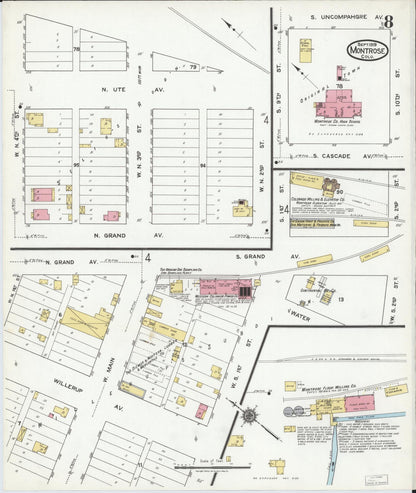 Sanborn Fire Insurance Map from Montrose, Montrose County, Colorado (1919), Sheet #0008 - Complete Map Set gallery image, historic Sanborn map, vintage wall art, Colorado Colorado