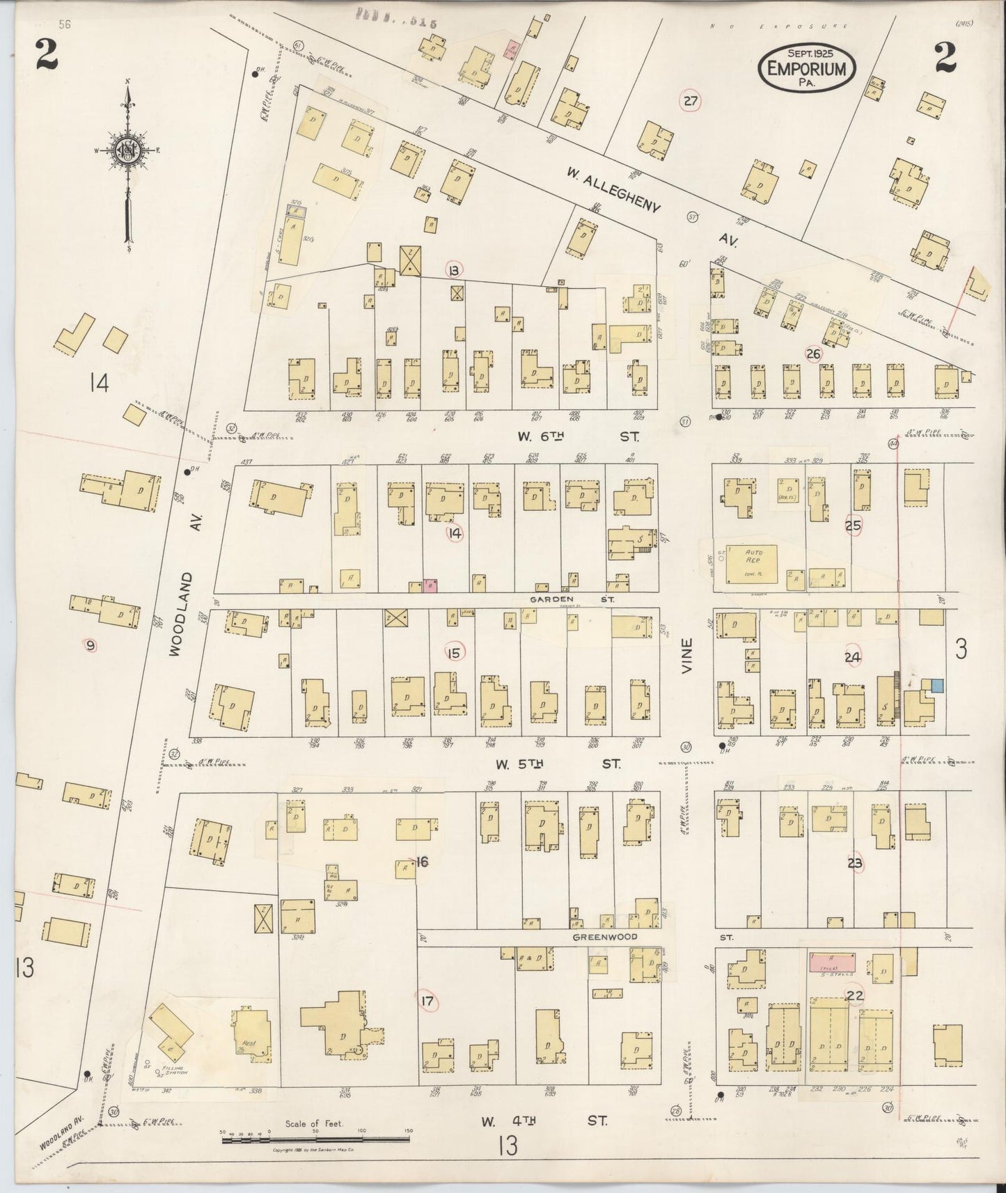 Sanborn Fire Insurance Map from Emporium, Cameron County, Pennsylvania (1938), Sheet #0002 - Historic Sanborn Fire Insurance Map Print, vintage old map wall art, antique decor, genealogy gift, Pennsylvania Pennsylvania map