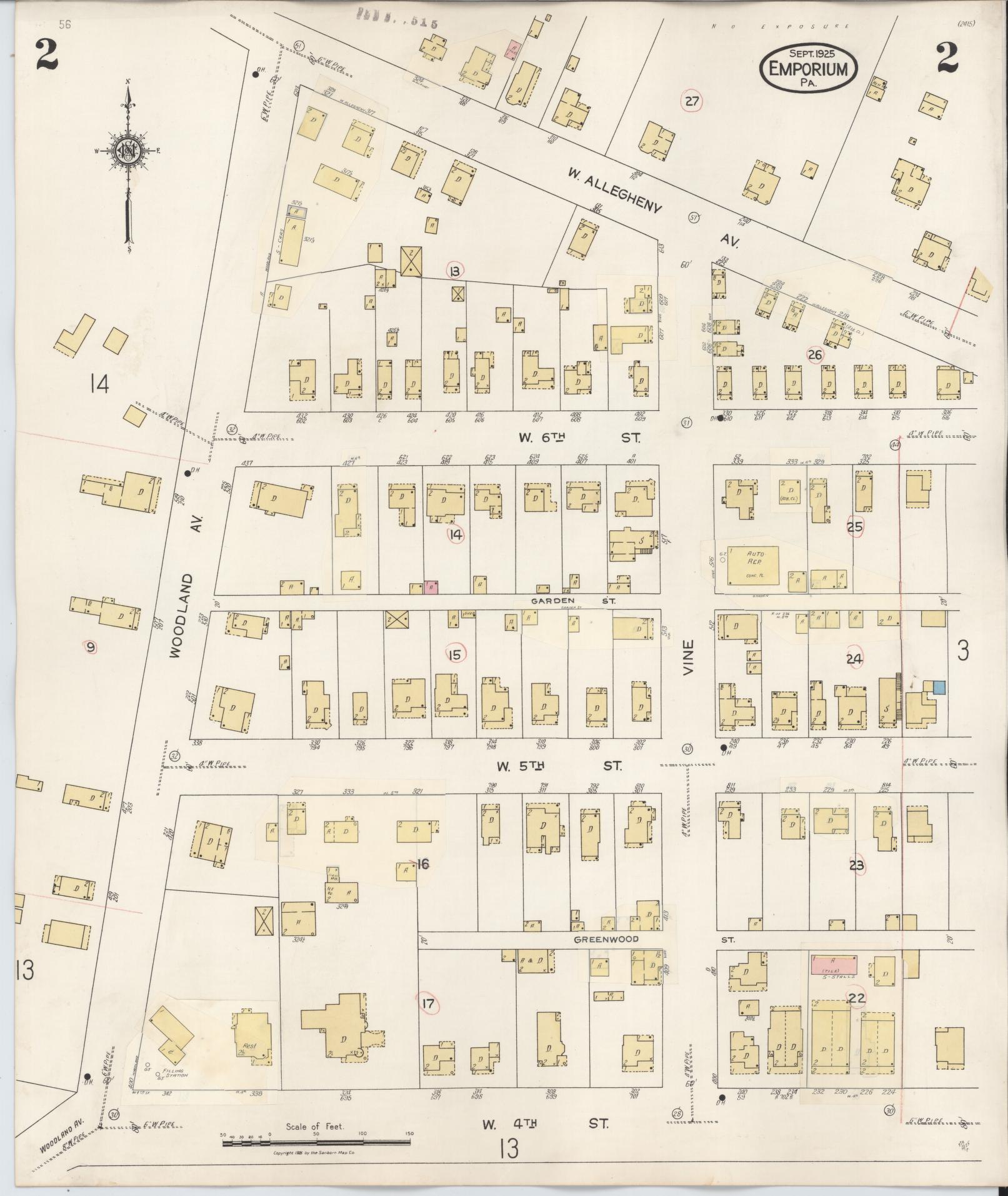 Sanborn Fire Insurance Map from Emporium, Cameron County, Pennsylvania (1938), Sheet #0002 - Historic Sanborn Fire Insurance Map Print, vintage old map wall art, antique decor, genealogy gift, Pennsylvania Pennsylvania map