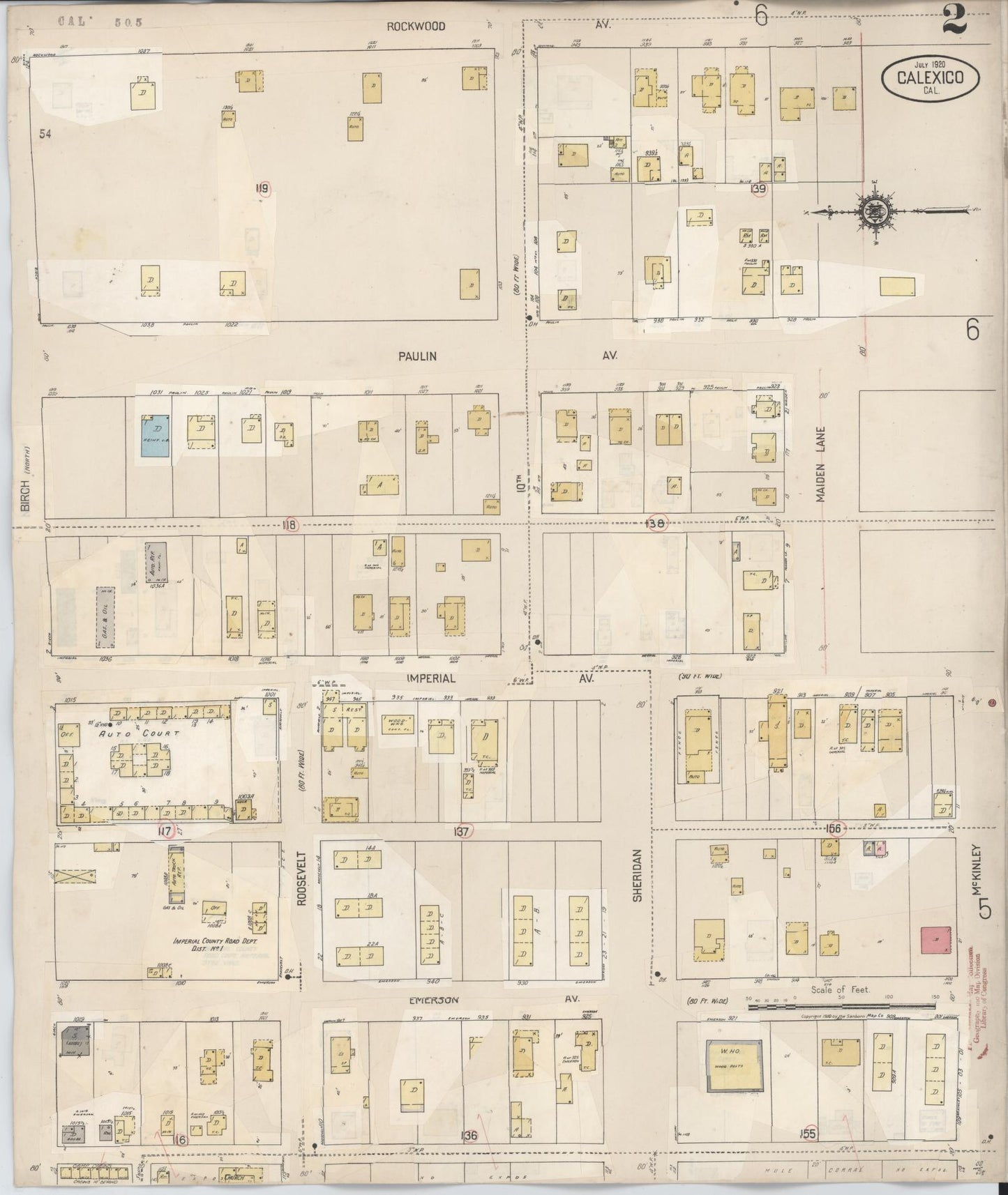 Sanborn Fire Insurance Map from Calexico, Imperial County, California (1949), Sheet #0002 - Complete Map Set gallery image, historic Sanborn map, vintage wall art, California California