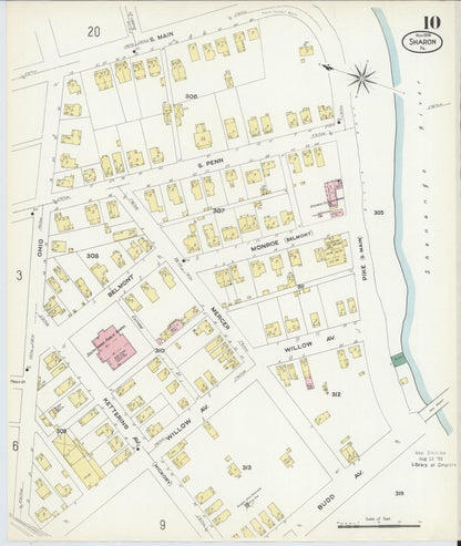 Sanborn Fire Insurance Map from Sharon, Mercer County, Pennsylvania (1908), Sheet #0010 - Complete Map Set gallery image, historic Sanborn map, vintage wall art, Pennsylvania Pennsylvania