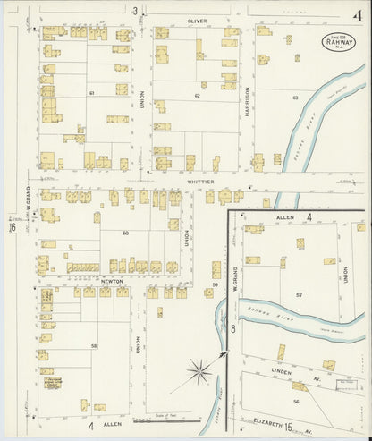 Sanborn Fire Insurance Map from Rahway, Union County, New Jersey (1908), Sheet #0004 - Complete Map Set gallery image, historic Sanborn map, vintage wall art, New Jersey New Jersey