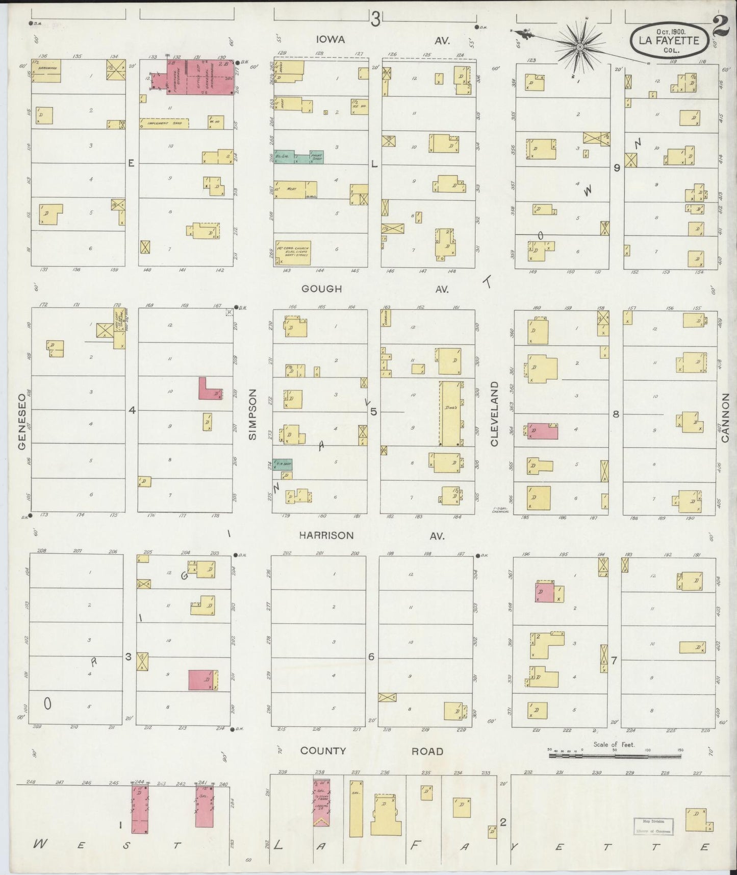 Sanborn Fire Insurance Map from Lafayette, Boulder County, Colorado (1900), Sheet #0002 - Historic Sanborn Fire Insurance Map Print, vintage old map wall art, antique decor, genealogy gift, Colorado Colorado map