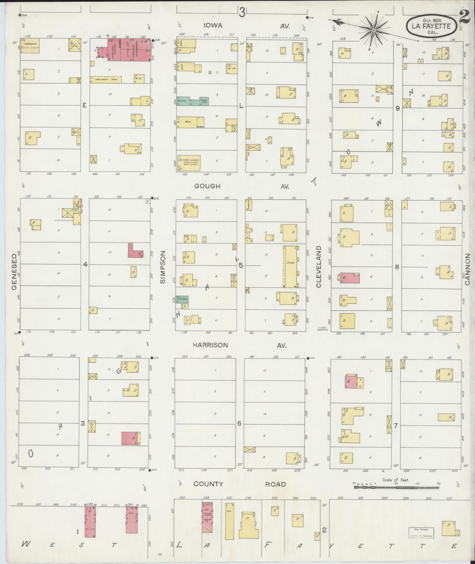 Sanborn Fire Insurance Map from Lafayette, Boulder County, Colorado (1900), Sheet #0002 - Historic Sanborn Fire Insurance Map Print, vintage old map wall art, antique decor, genealogy gift, Colorado Colorado map