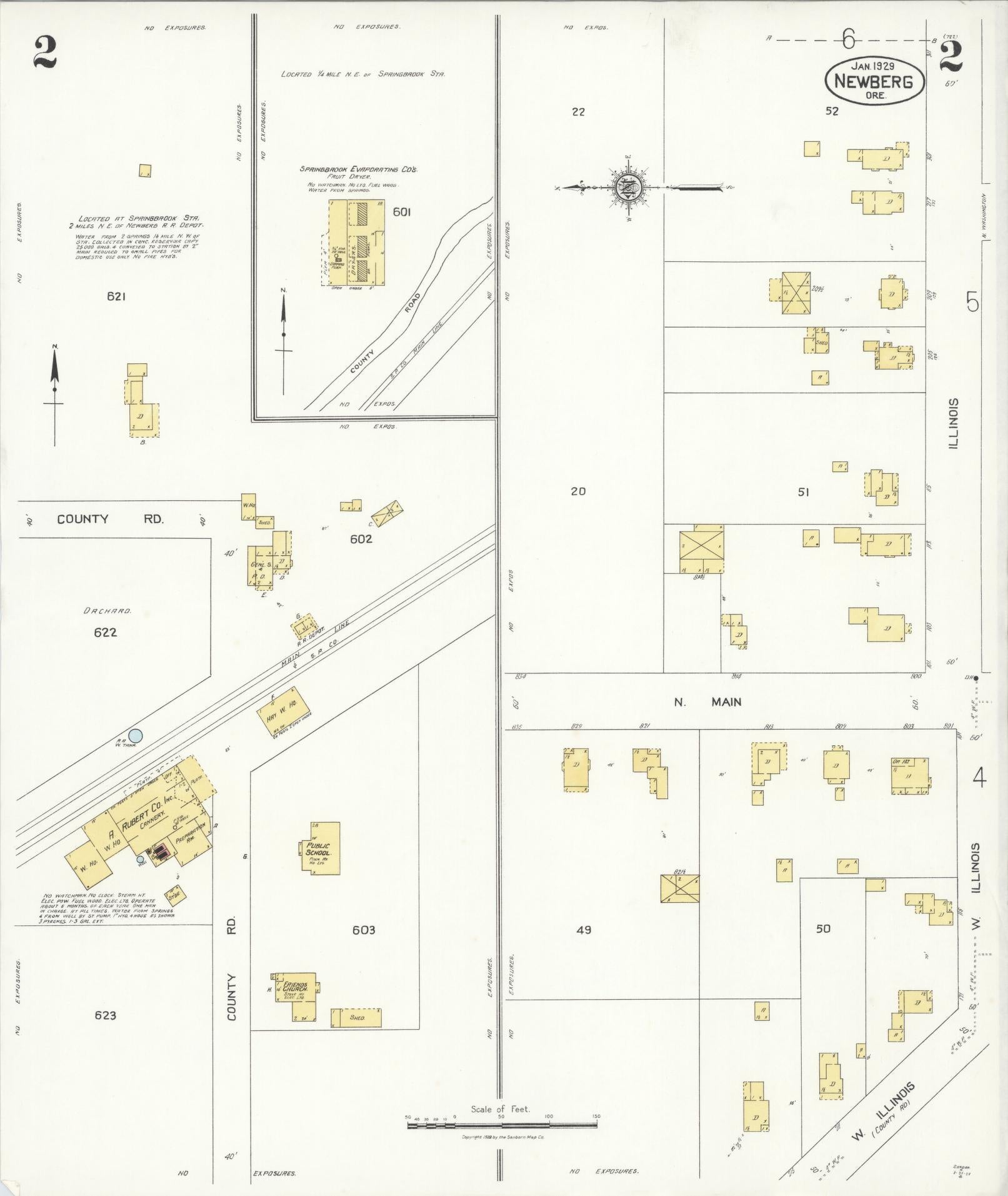 Sanborn Fire Insurance Map from Newberg, Yamhill County, Oregon (1929), Sheet #0002 - Complete Map Set gallery image, historic Sanborn map, vintage wall art, Oregon Oregon
