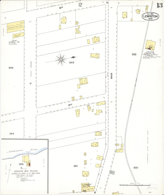 Sanborn Fire Insurance Map from Lewiston, Nez Perce County, Idaho (1904), Sheet #0013 - Historic Sanborn Fire Insurance Map Print, vintage old map wall art, antique decor, genealogy gift, Idaho Idaho map