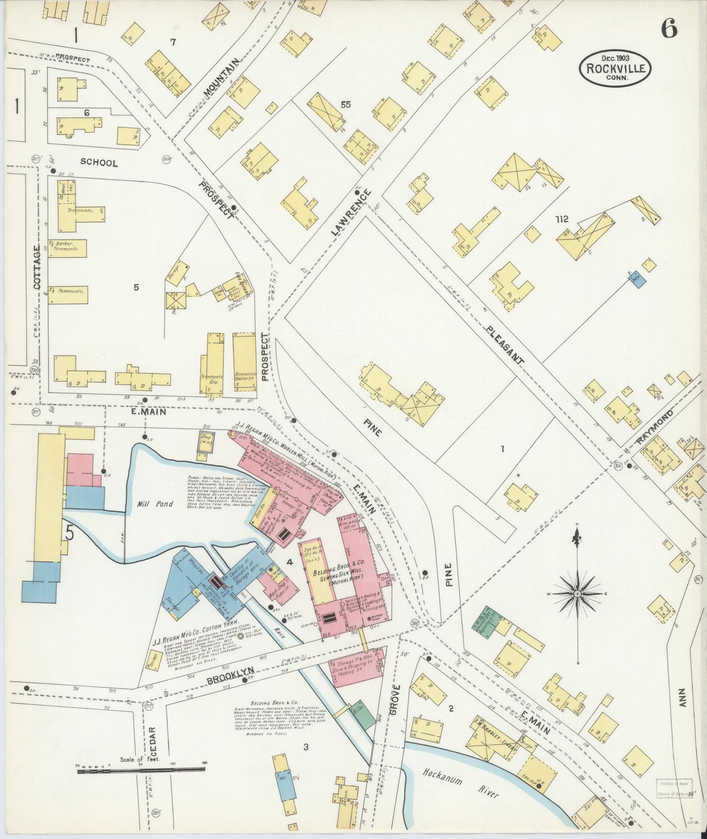 Sanborn Fire Insurance Map from Rockville, Tolland County, Connecticut (1903), Sheet #0006 - Complete Map Set gallery image, historic Sanborn map, vintage wall art, Connecticut Connecticut