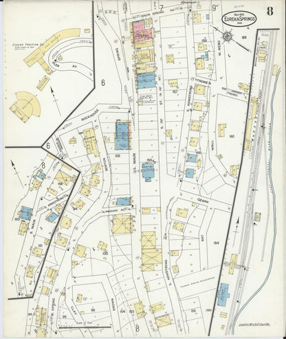 Sanborn Fire Insurance Map from Eureka Springs, Carroll County, Arkansas (1914), Sheet #0008 - Complete Map Set gallery image, historic Sanborn map, vintage wall art, Arkansas Arkansas