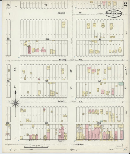 Sanborn Fire Insurance Map from Grand Junction, Mesa County, Colorado (1890), Sheet #0002 - Complete Map Set gallery image, historic Sanborn map, vintage wall art, Colorado Colorado
