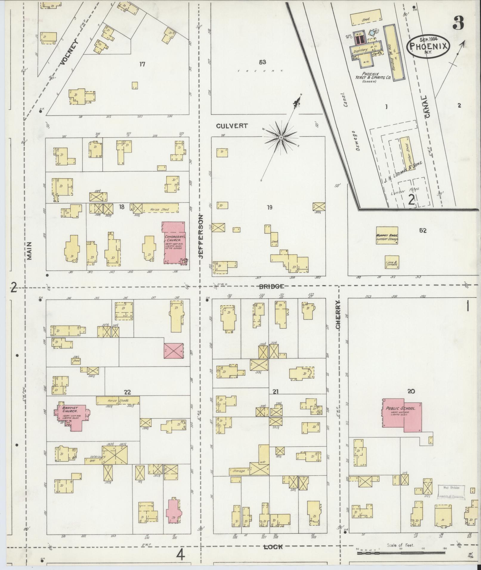 Sanborn Fire Insurance Map from Phoenix, Oswego County, New York (1904), Sheet #0003 - Historic Sanborn Fire Insurance Map Print, vintage old map wall art, antique decor, genealogy gift, New York New York map