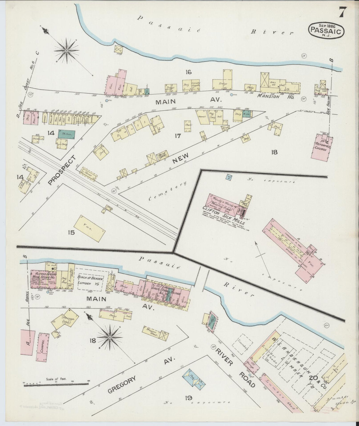 Sanborn Fire Insurance Map from Passaic, Passaic County, New Jersey (1886), Sheet #0006 - Complete Map Set gallery image, historic Sanborn map, vintage wall art, New Jersey New Jersey