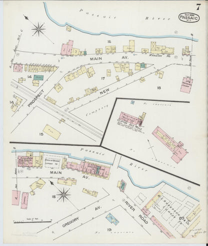 Sanborn Fire Insurance Map from Passaic, Passaic County, New Jersey (1886), Sheet #0006 - Complete Map Set gallery image, historic Sanborn map, vintage wall art, New Jersey New Jersey