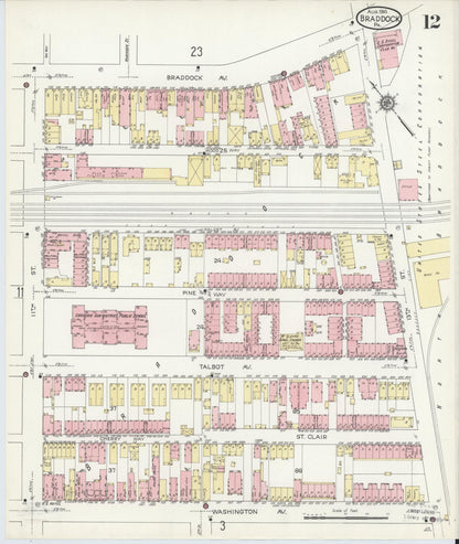 Sanborn Fire Insurance Map from Braddock, Allegheny County, Pennsylvania (1914), Sheet #0012 - Complete Map Set gallery image, historic Sanborn map, vintage wall art, Pennsylvania Pennsylvania