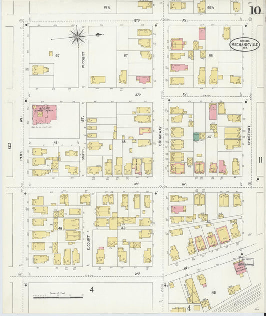 Sanborn Fire Insurance Map from Mechanicville, Saratoga County, New York (1904), Sheet #0009 - Historic Sanborn Fire Insurance Map Print, vintage old map wall art, antique decor, genealogy gift, New York New York map